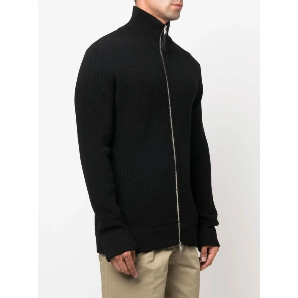 Maison Margiela 14 Mens Navy Blue Ribbed Zip-Up Cardigan Sweater ($1,576)‎